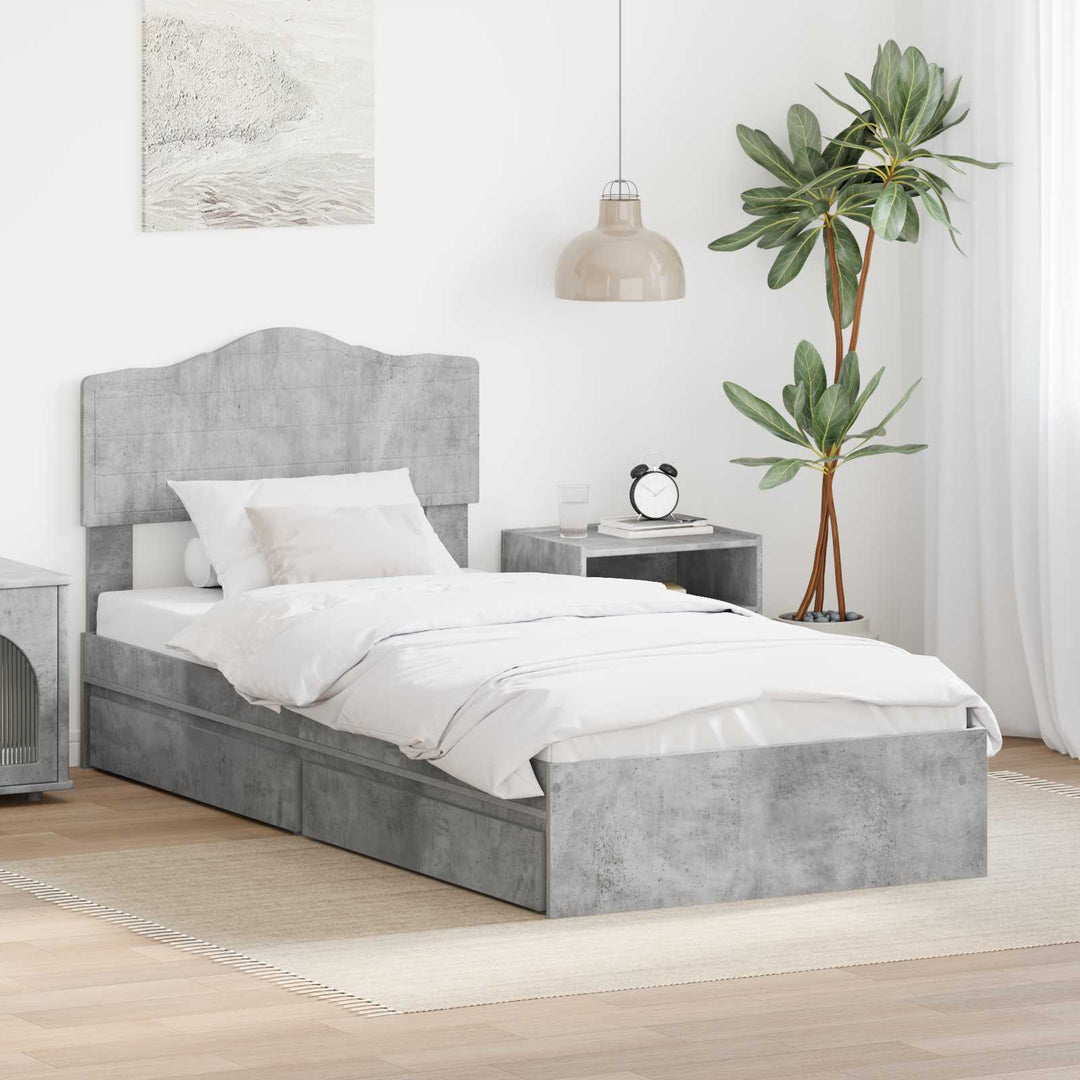 Opbevaringsseng Beton Grå 90 x 190 cm Konstrueret træ