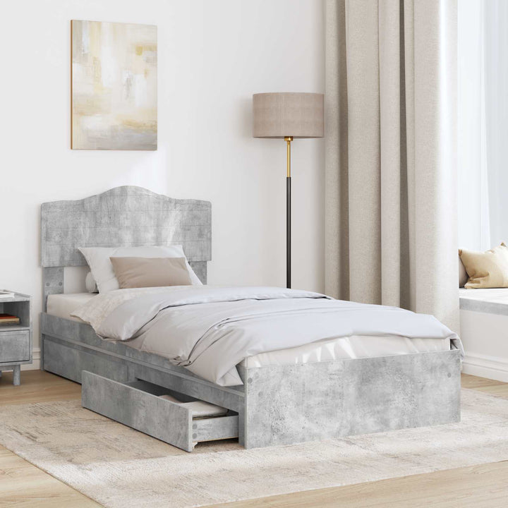 Opbevaringsseng Beton Grå 90 x 190 cm Konstrueret træ