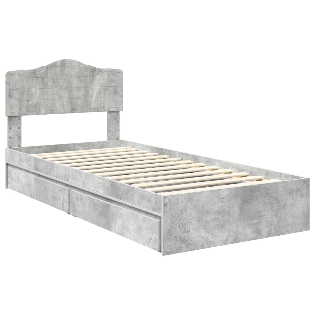 Opbevaringsseng Beton Grå 90 x 190 cm Konstrueret træ