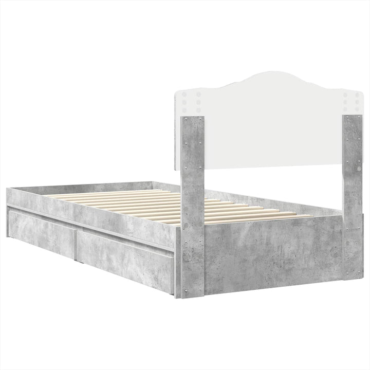 Opbevaringsseng Beton Grå 90 x 190 cm Konstrueret træ