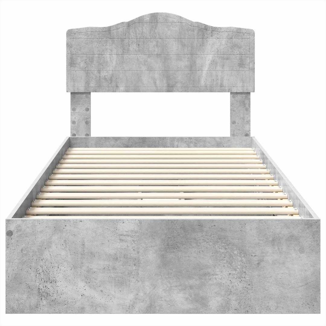 Opbevaringsseng Beton Grå 90 x 190 cm Konstrueret træ
