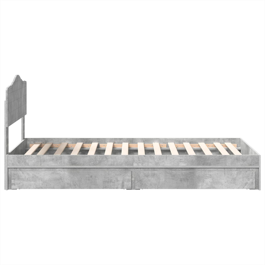 Opbevaringsseng Beton Grå 90 x 190 cm Konstrueret træ