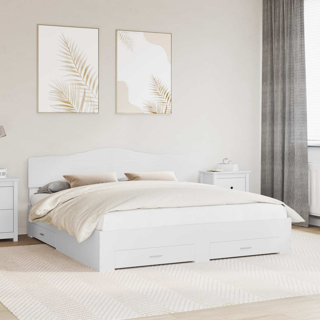 Sengestel med skuffe Hvid 180 x 200 cm Konstrueret træ