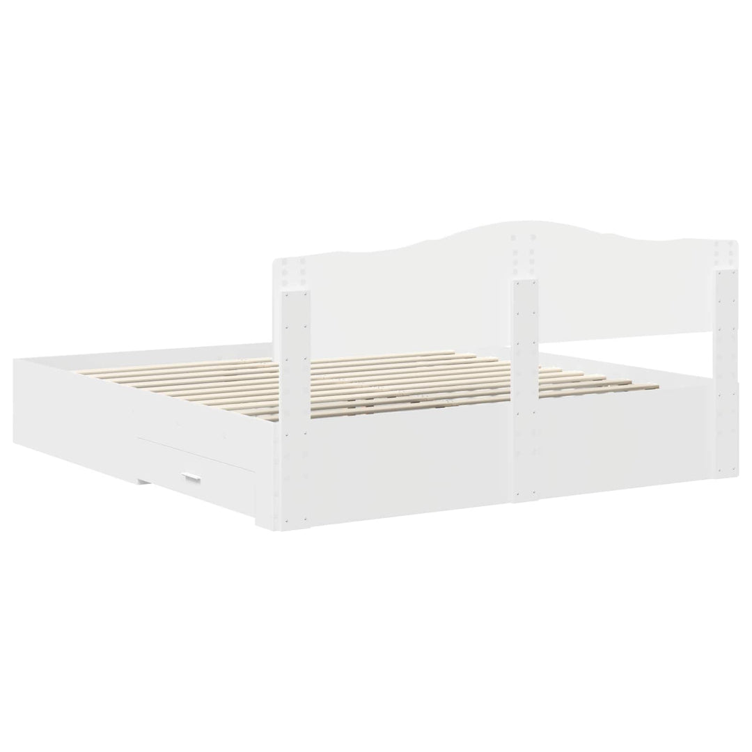 Sengestel med skuffe Hvid 180 x 200 cm Konstrueret træ