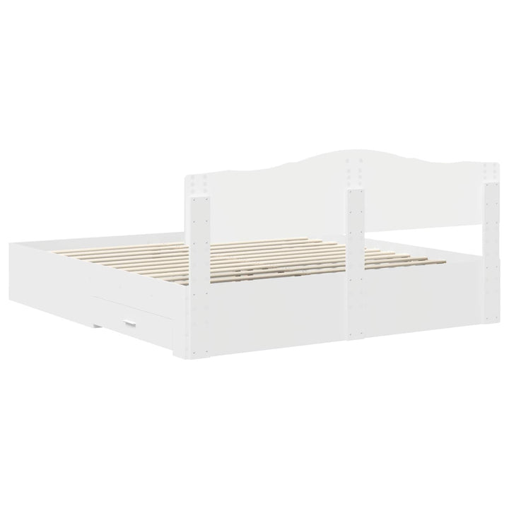 Sengestel med skuffe Hvid 180 x 200 cm Konstrueret træ