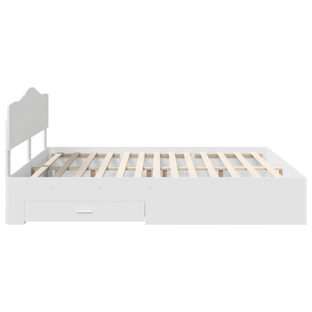 Sengestel med skuffe Hvid 180 x 200 cm Konstrueret træ