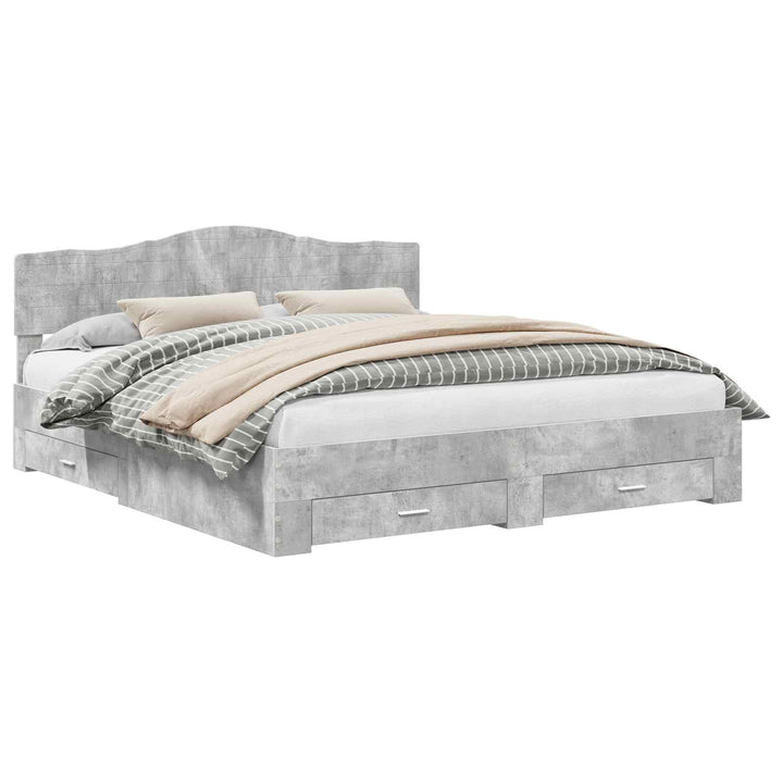 Sengestel med skuffe Beton Grå 180 x 200 cm Konstrueret træ
