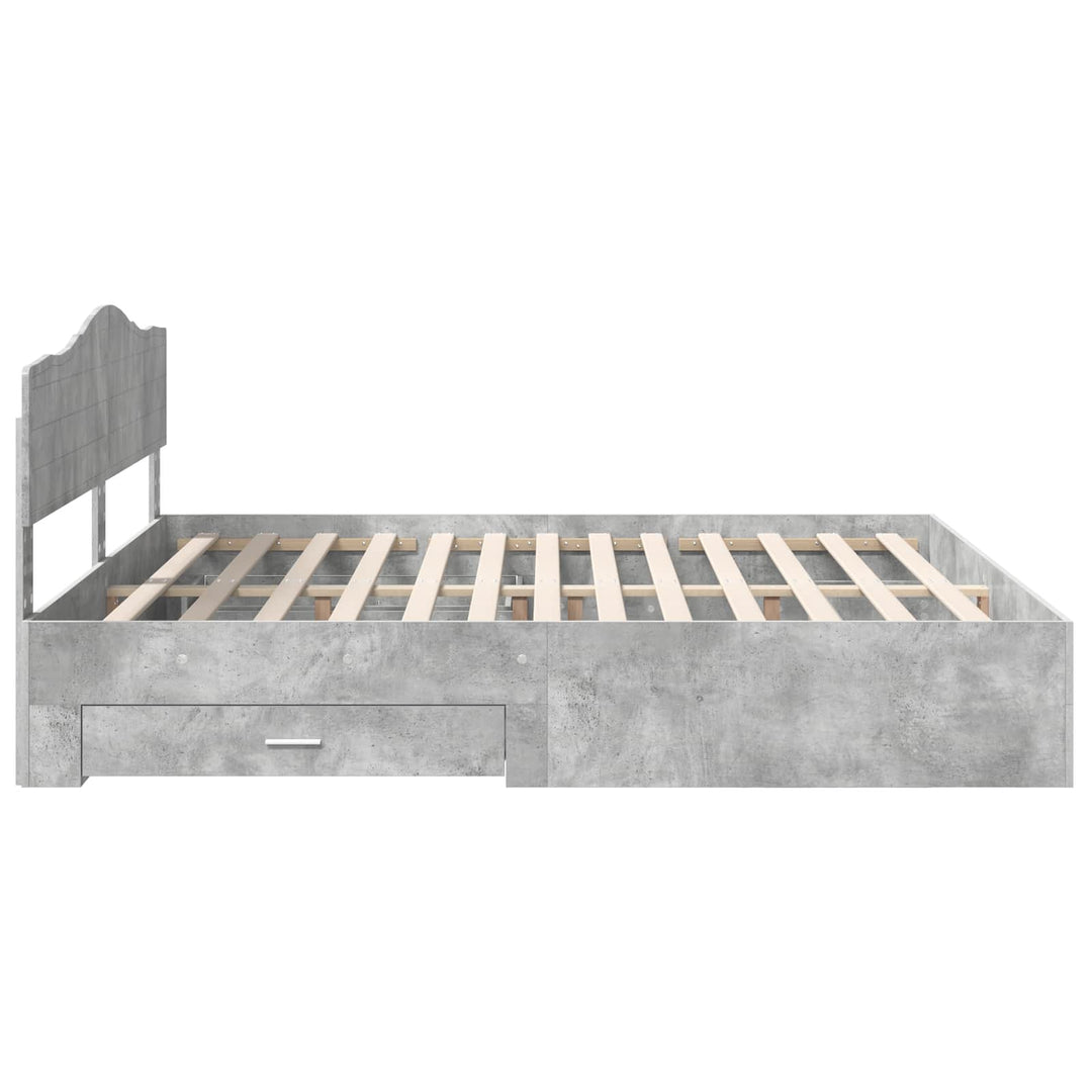 Sengestel med skuffe Beton Grå 180 x 200 cm Konstrueret træ