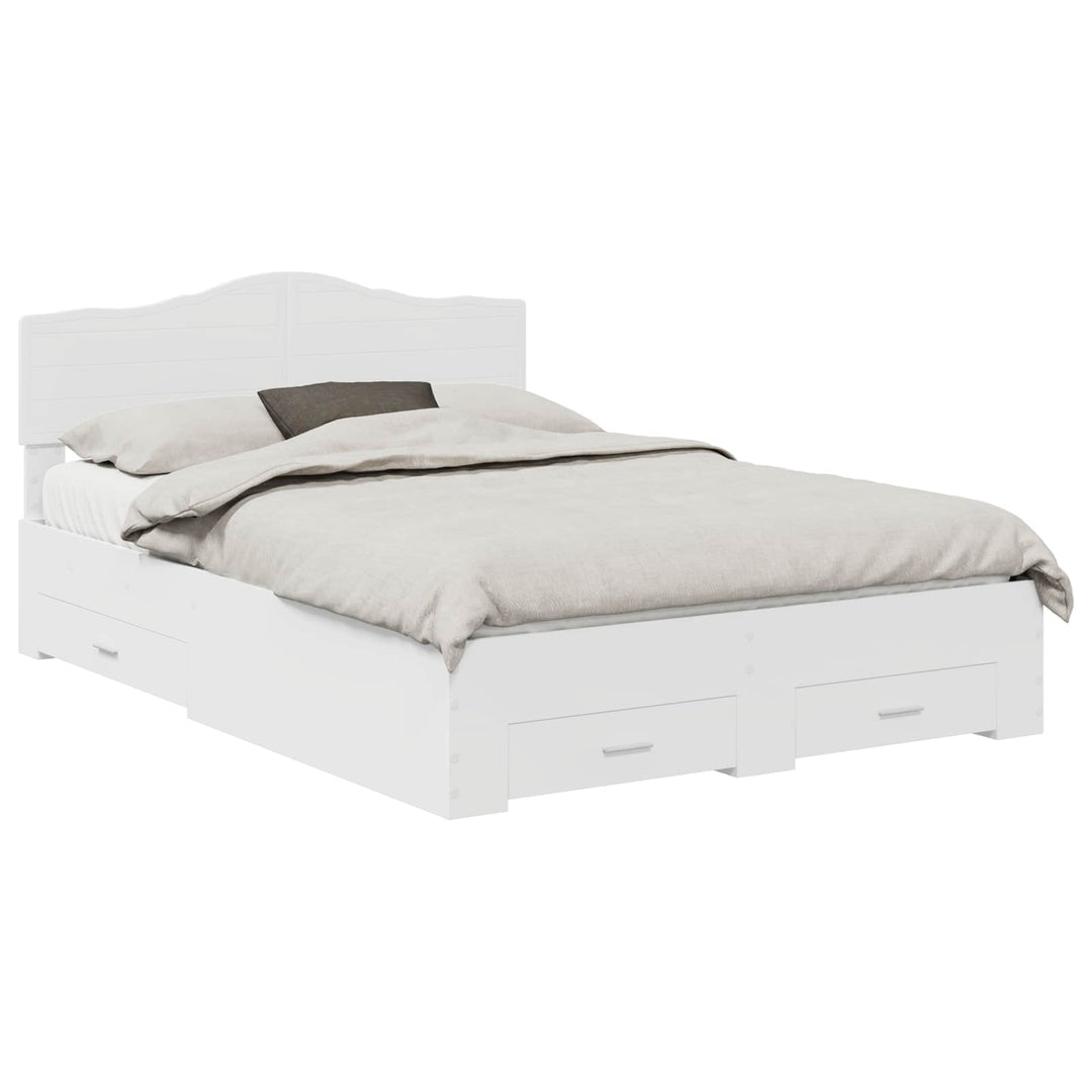 Sengestel med skuffe Hvid 160 x 200 cm Konstrueret træ