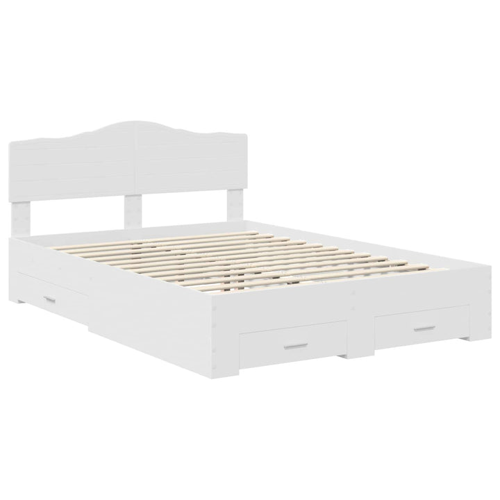 Sengestel med skuffe Hvid 160 x 200 cm Konstrueret træ