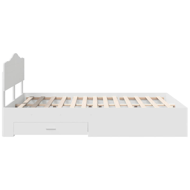 Sengestel med skuffe Hvid 160 x 200 cm Konstrueret træ
