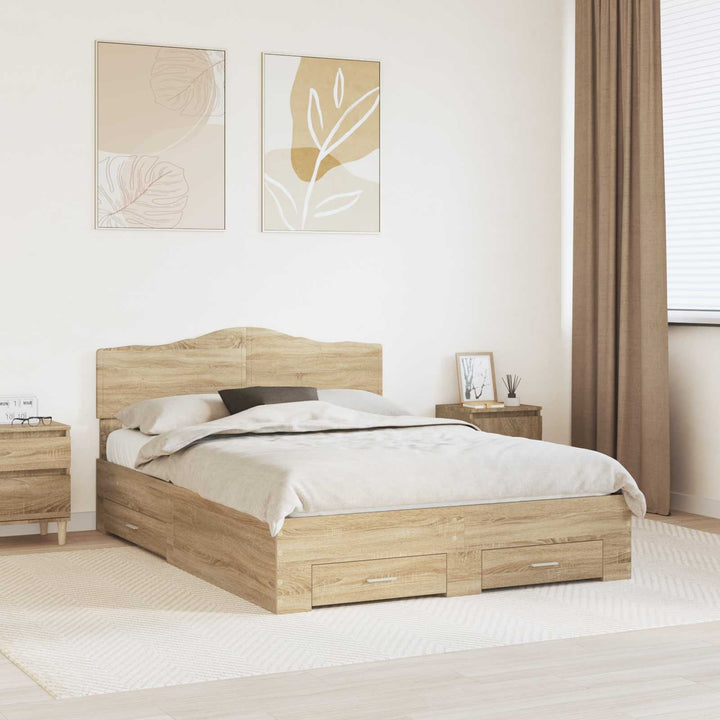 Sengestel med skuffe Sonoma eg 150 x 200 cm Konstrueret træ
