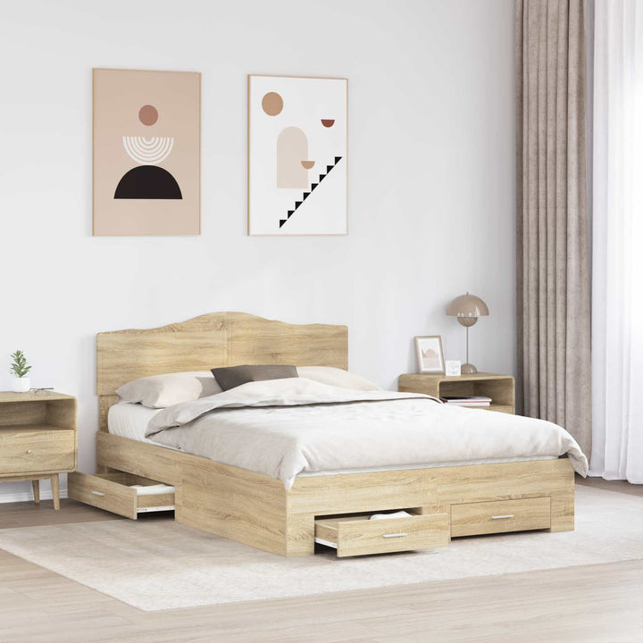 Sengestel med skuffe Sonoma eg 150 x 200 cm Konstrueret træ
