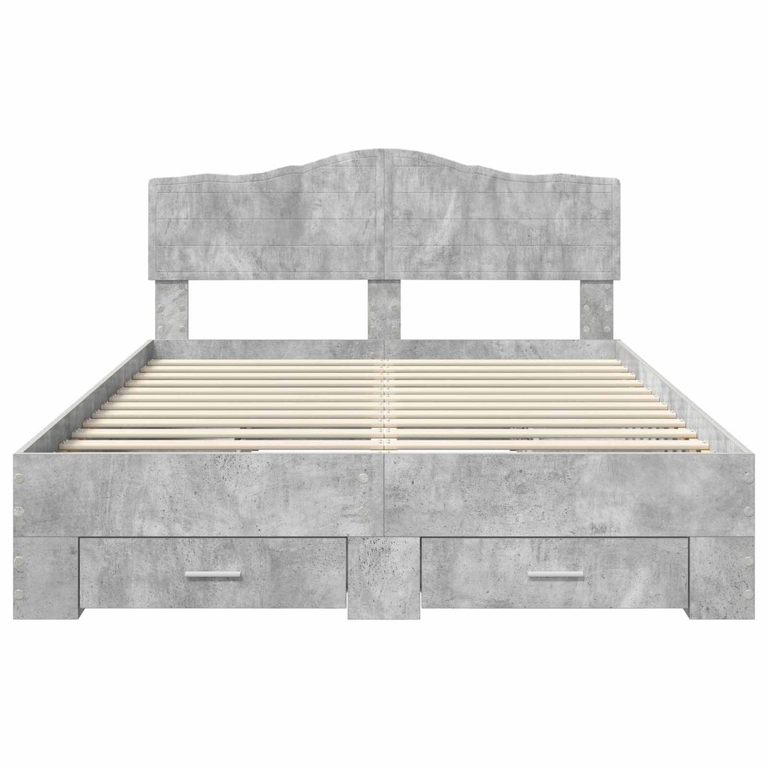 Sengestel med skuffe Beton Grå 140 x 200 cm Konstrueret træ