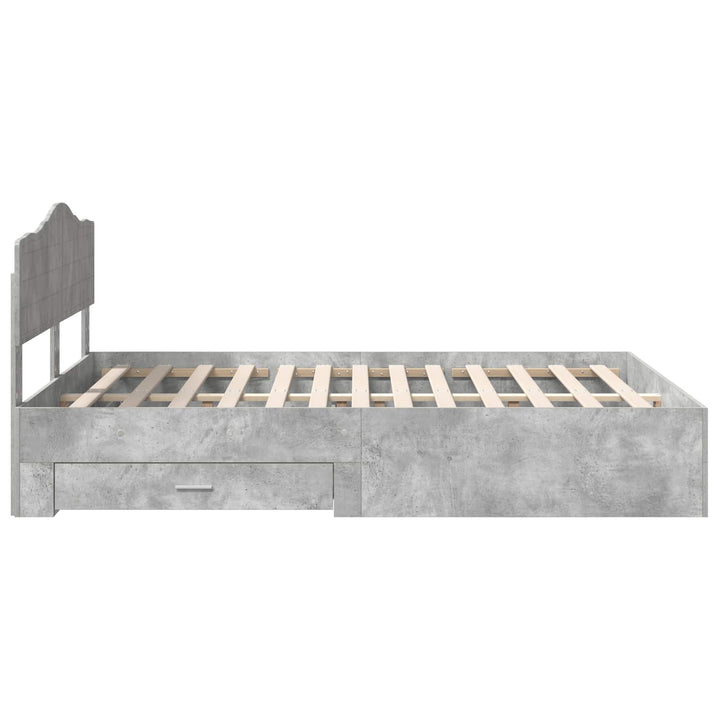 Sengestel med skuffe Beton Grå 140 x 200 cm Konstrueret træ