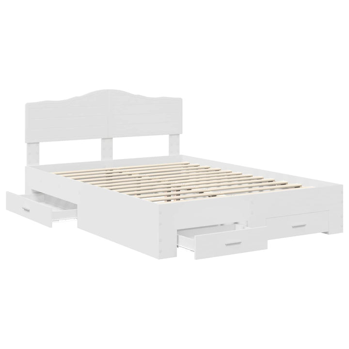 Sengestel med skuffe Hvid 140 x 190 cm Konstrueret træ