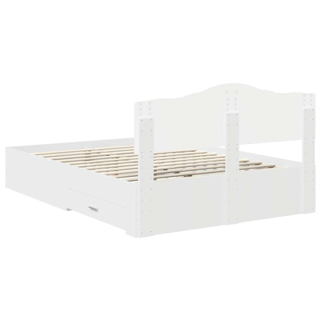 Sengestel med skuffe Hvid 140 x 190 cm Konstrueret træ