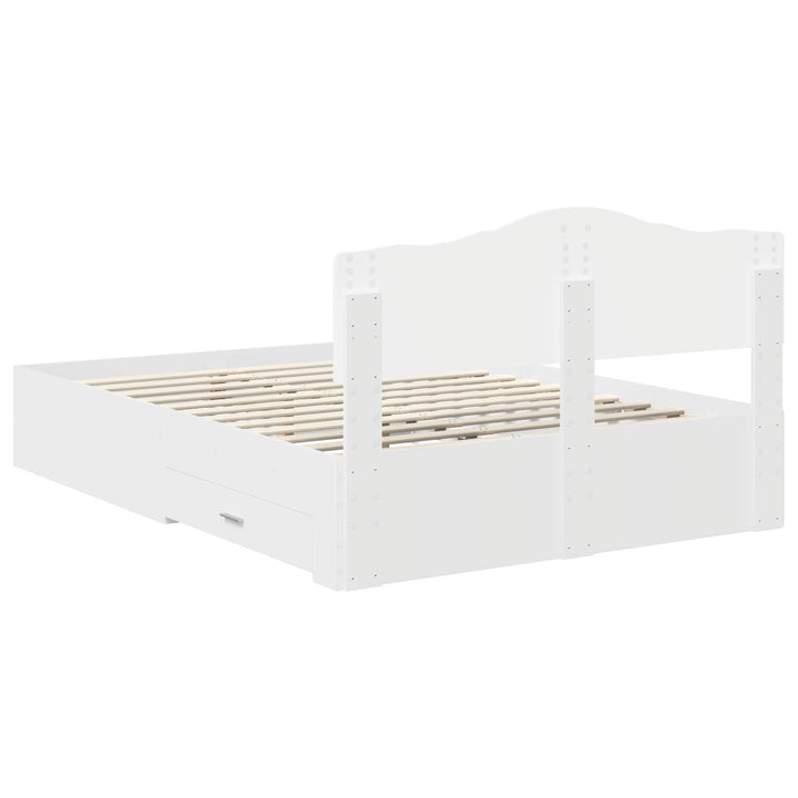 Sengestel med skuffe Hvid 140 x 190 cm Konstrueret træ