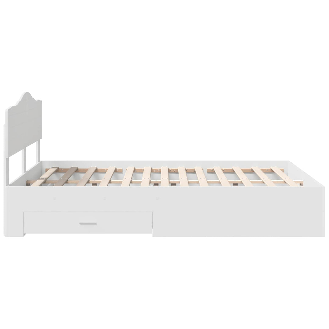 Sengestel med skuffe Hvid 140 x 190 cm Konstrueret træ