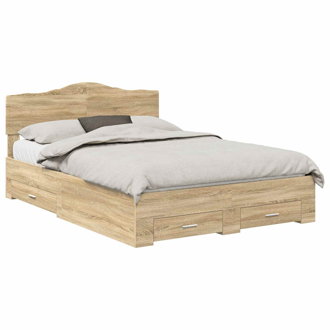Sengestel med skuffe Sonoma eg 140 x 190 cm Konstrueret træ