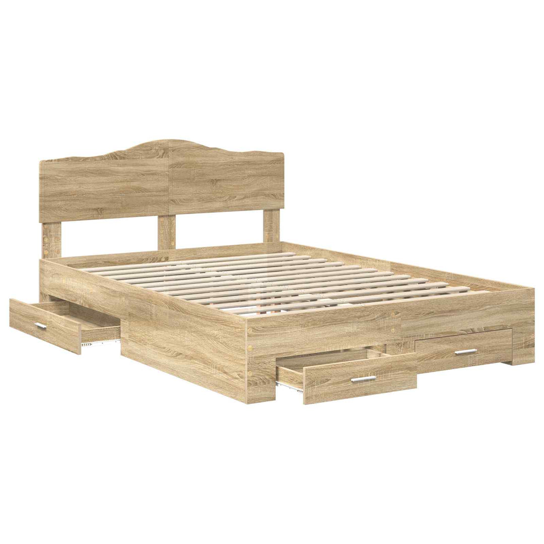 Sengestel med skuffe Sonoma eg 140 x 190 cm Konstrueret træ
