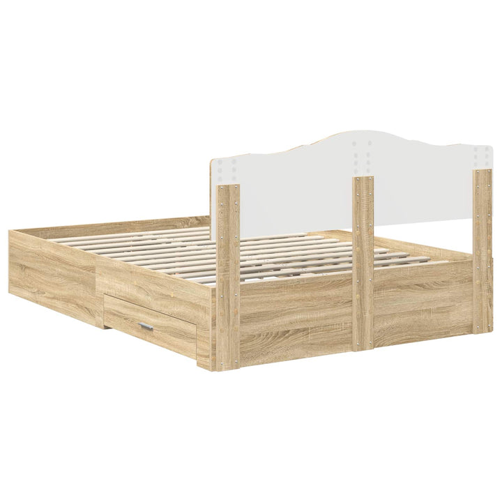 Sengestel med skuffe Sonoma eg 140 x 190 cm Konstrueret træ