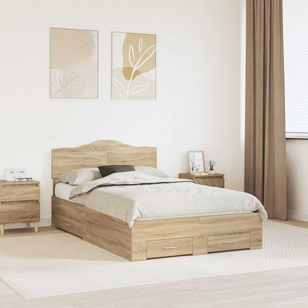 Sengestel med skuffe Sonoma eg 135 x 190 cm Konstrueret træ