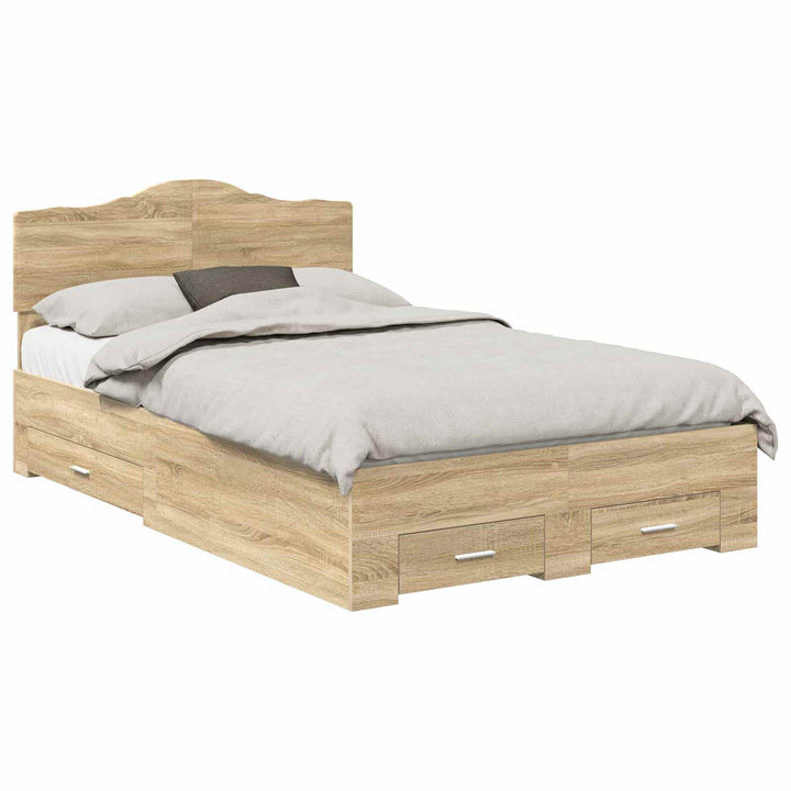 Sengestel med skuffe Sonoma eg 135 x 190 cm Konstrueret træ