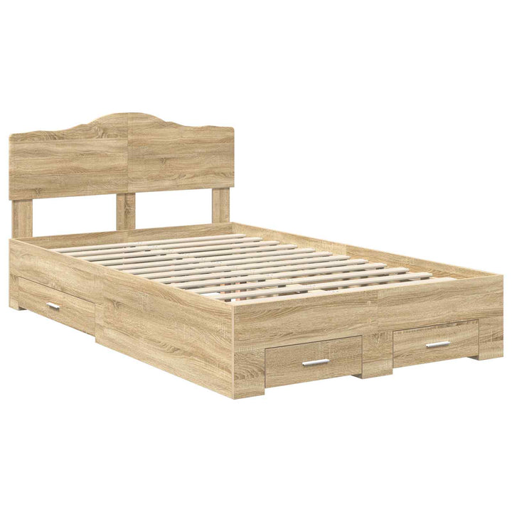 Sengestel med skuffe Sonoma eg 135 x 190 cm Konstrueret træ