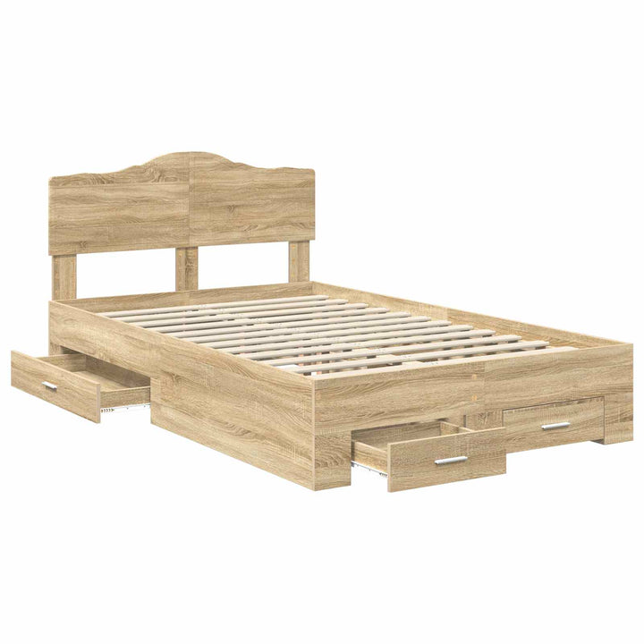 Sengestel med skuffe Sonoma eg 135 x 190 cm Konstrueret træ