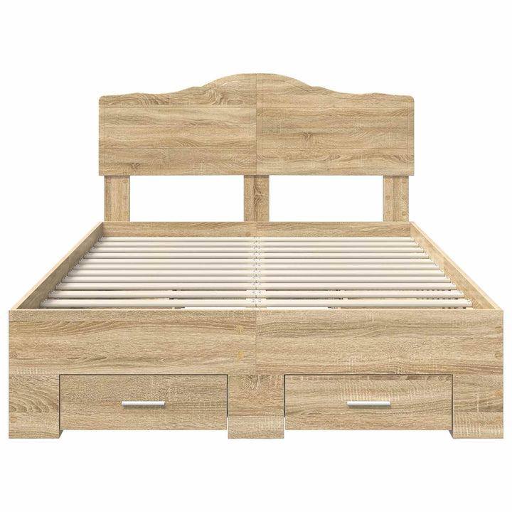 Sengestel med skuffe Sonoma eg 135 x 190 cm Konstrueret træ
