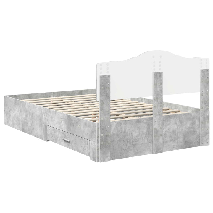 Sengestel med skuffe Beton Grå 135 x 190 cm Konstrueret træ