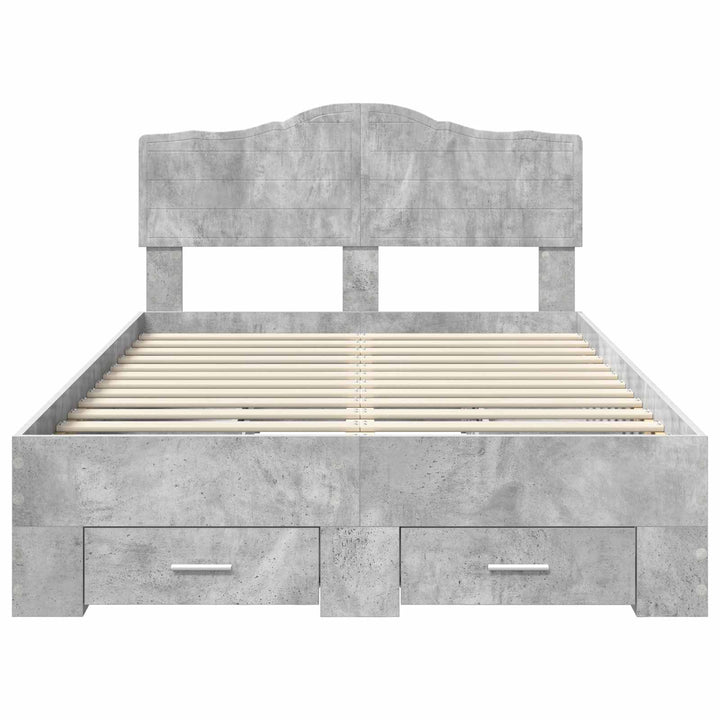 Sengestel med skuffe Beton Grå 135 x 190 cm Konstrueret træ