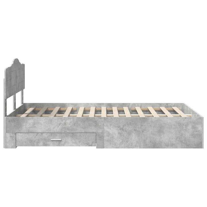 Sengestel med skuffe Beton Grå 135 x 190 cm Konstrueret træ