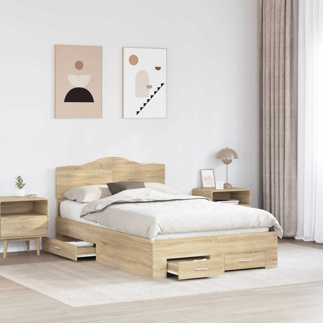 Sengestel med skuffe Sonoma eg 120 x 200 cm Konstrueret træ