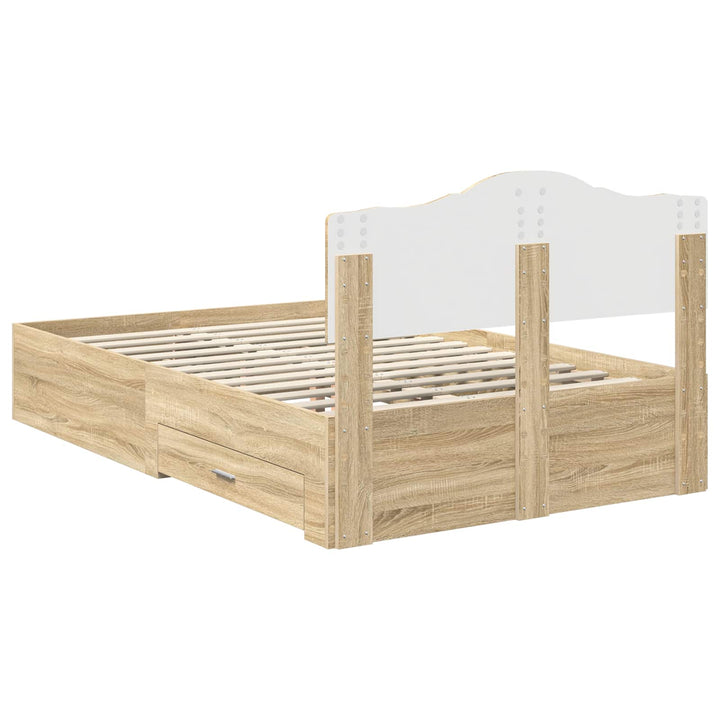 Sengestel med skuffe Sonoma eg 120 x 200 cm Konstrueret træ