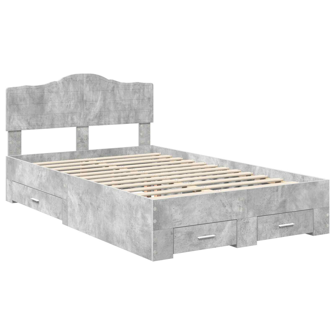 Sengestel med skuffe Beton Grå 120 x 190 cm Konstrueret træ
