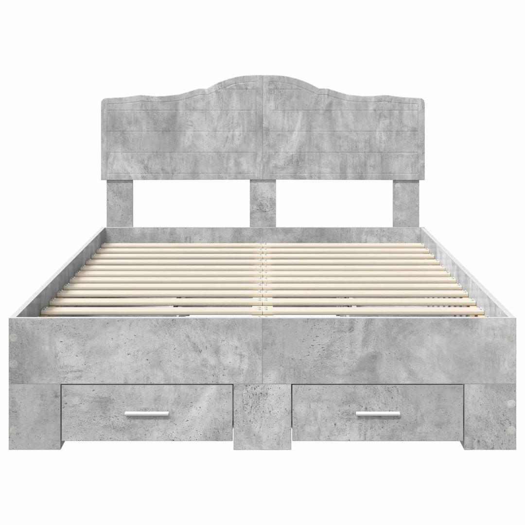 Sengestel med skuffe Beton Grå 120 x 190 cm Konstrueret træ