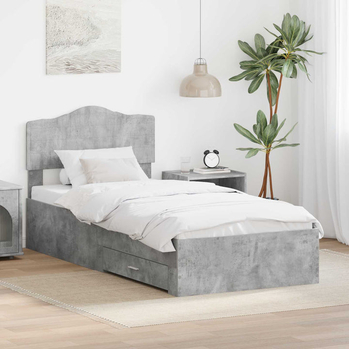 Sengestel med skuffe Beton Grå 100 x 200 cm Konstrueret træ