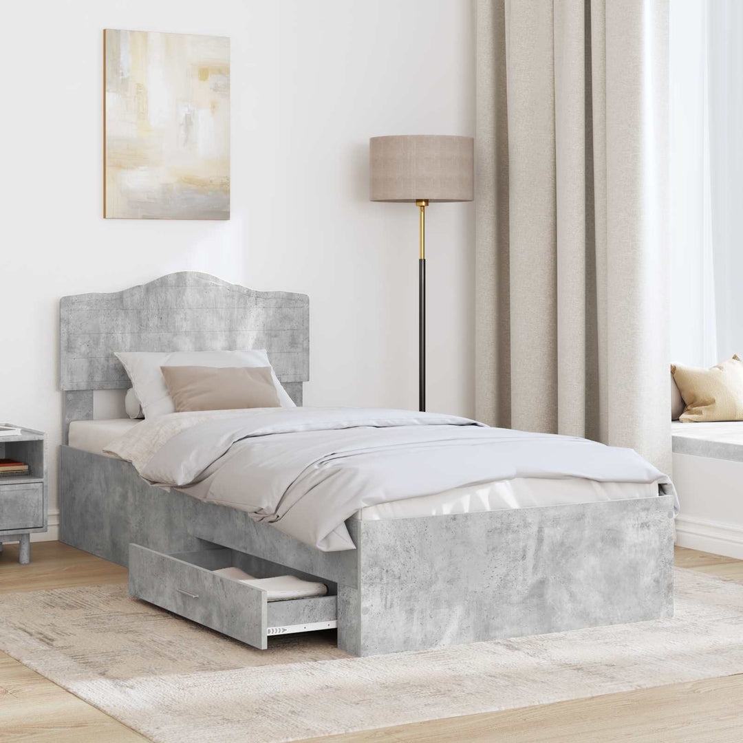 Sengestel med skuffe Beton Grå 100 x 200 cm Konstrueret træ