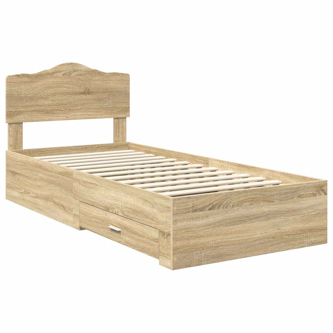 Sengestel med skuffe Sonoma eg 90 x 200 cm Konstrueret træ