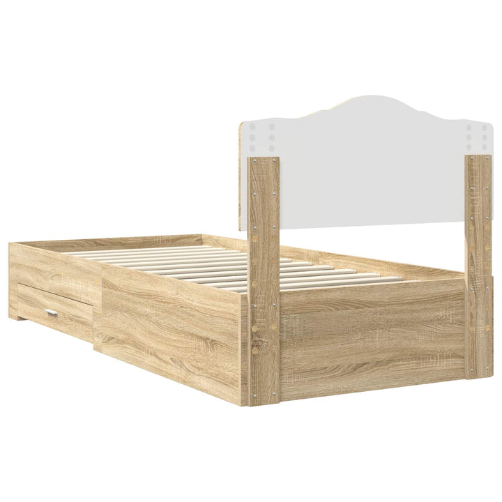 Sengestel med skuffe Sonoma eg 90 x 200 cm Konstrueret træ