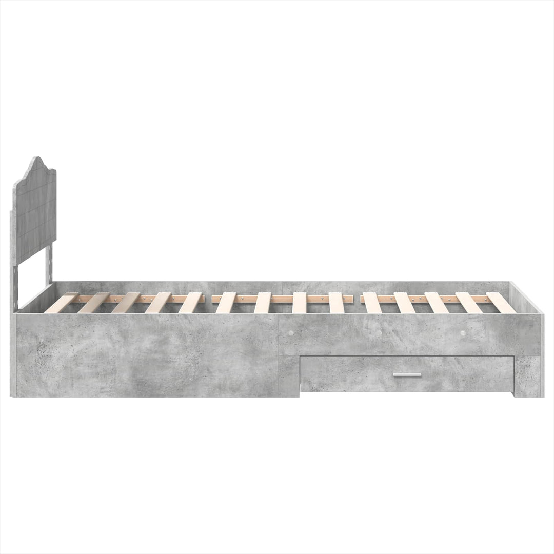 Sengestel med skuffe Beton Grå 90 x 200 cm Konstrueret træ