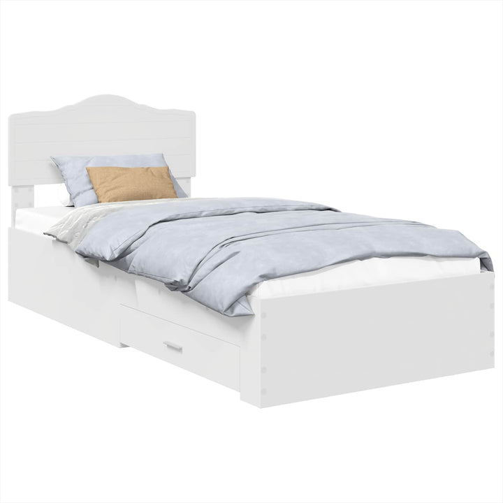 Sengestel med skuffe Hvid 90 x 190 cm Konstrueret træ