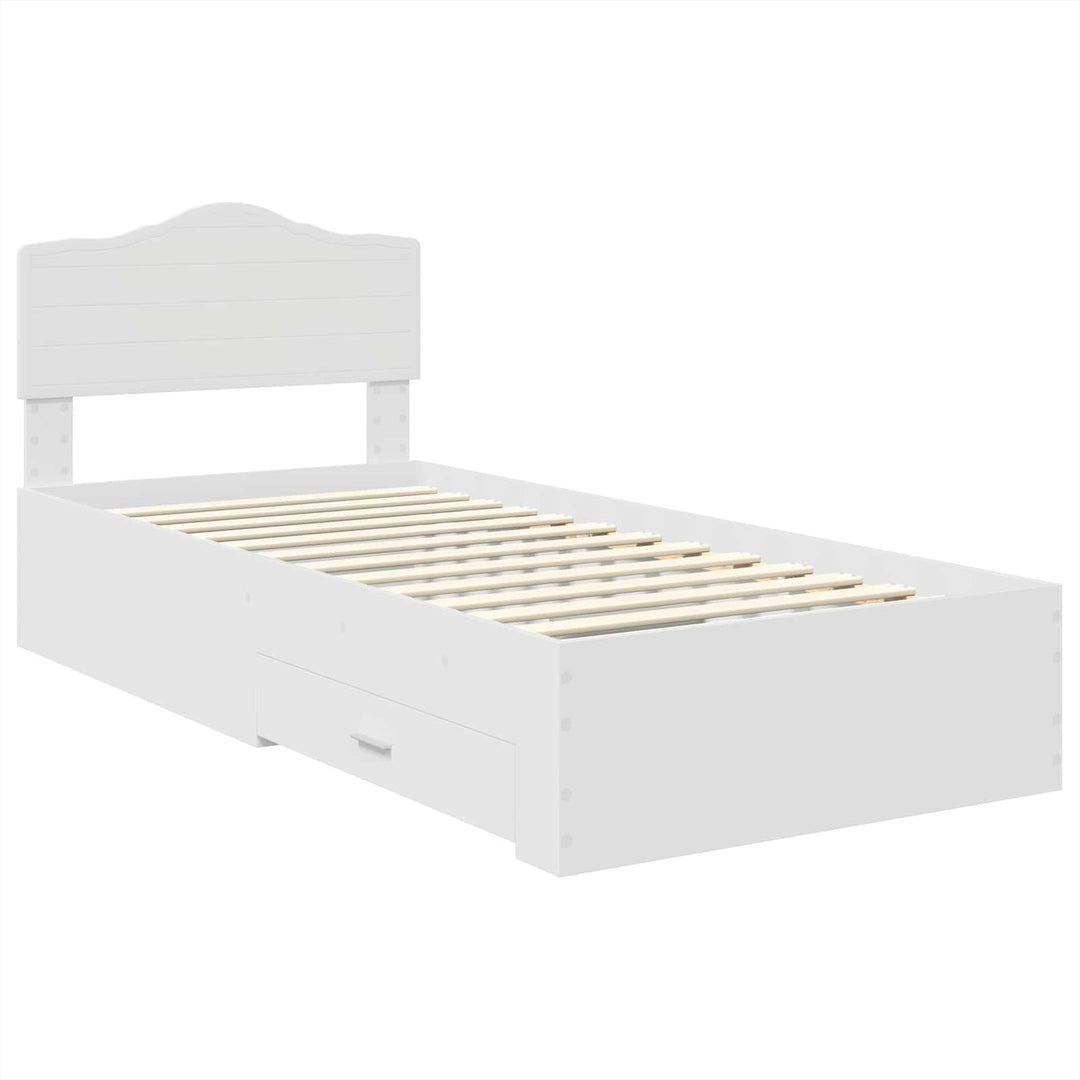 Sengestel med skuffe Hvid 90 x 190 cm Konstrueret træ