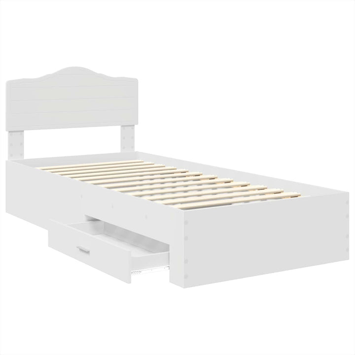 Sengestel med skuffe Hvid 90 x 190 cm Konstrueret træ