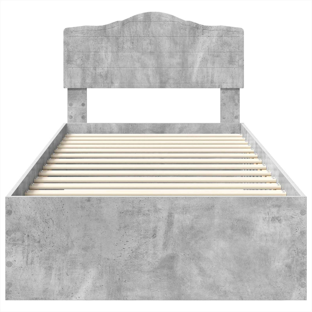 Sengestel med hovedgærde Beton Grå 90 x 190 cm Konstrueret træ