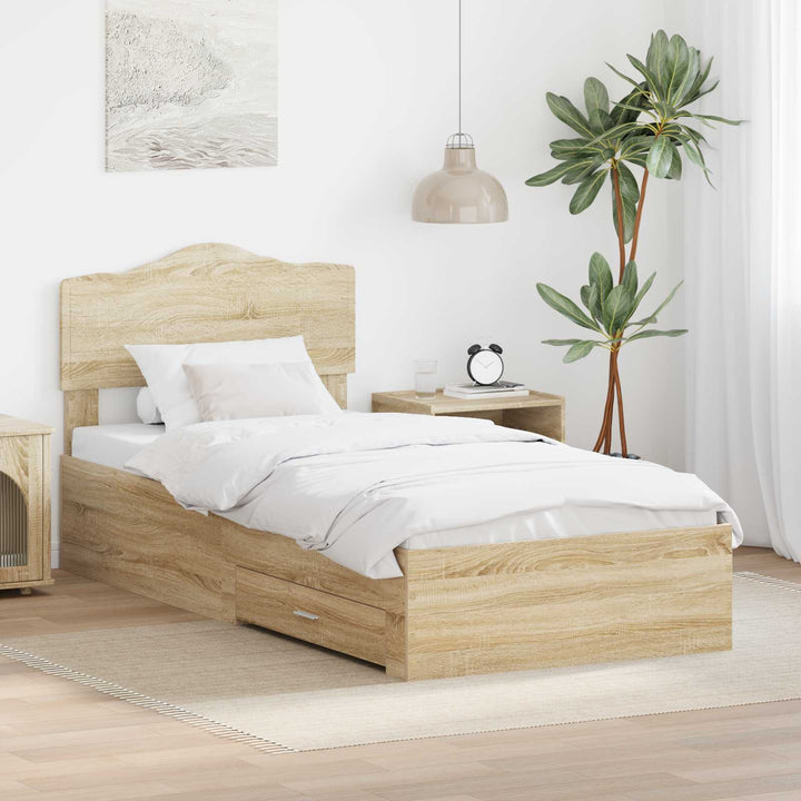 Sengestel med hovedgærde Sonoma eg 70 x 190 cm Konstrueret træ