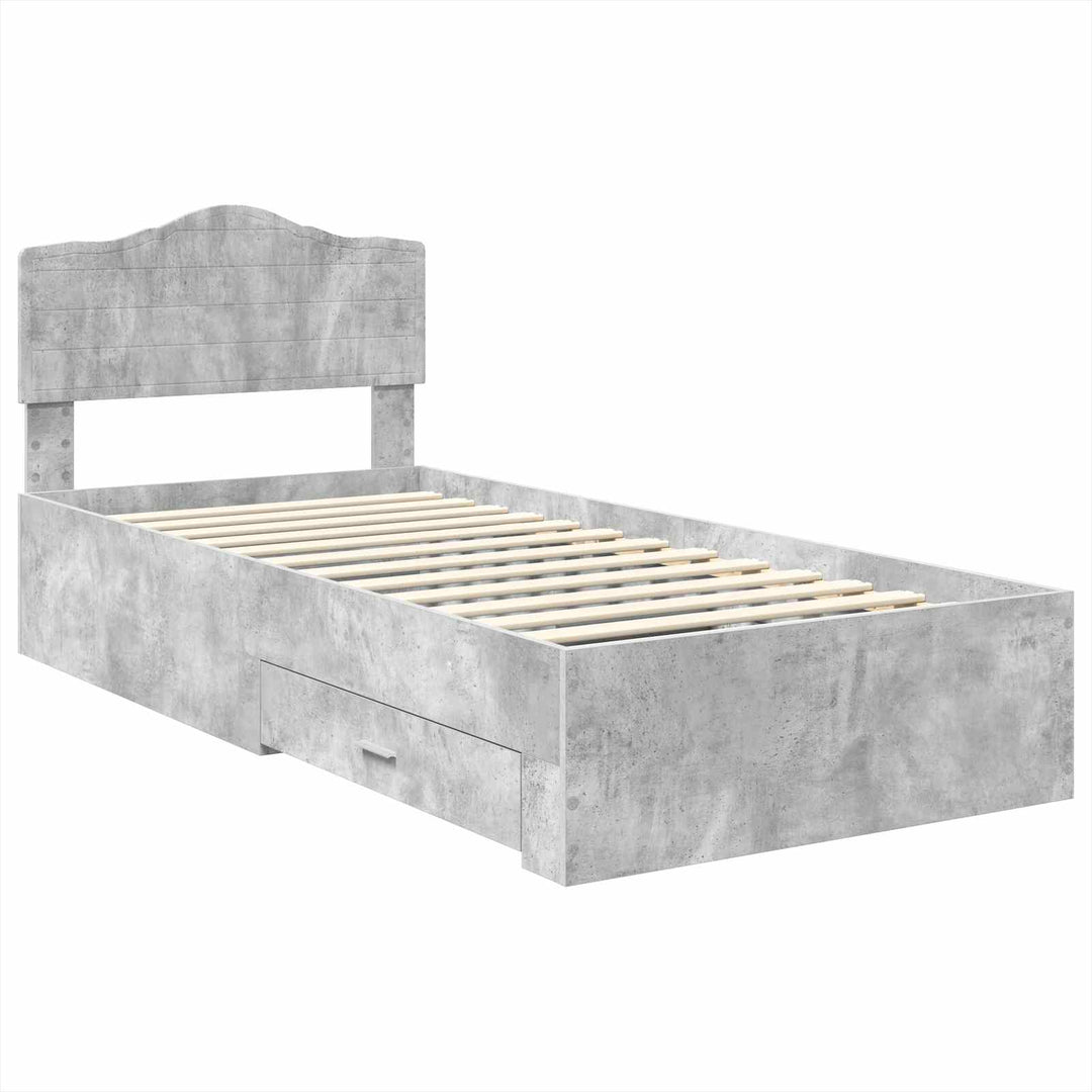 Sengestel med hovedgærde Beton Grå 70 x 190 cm Konstrueret træ