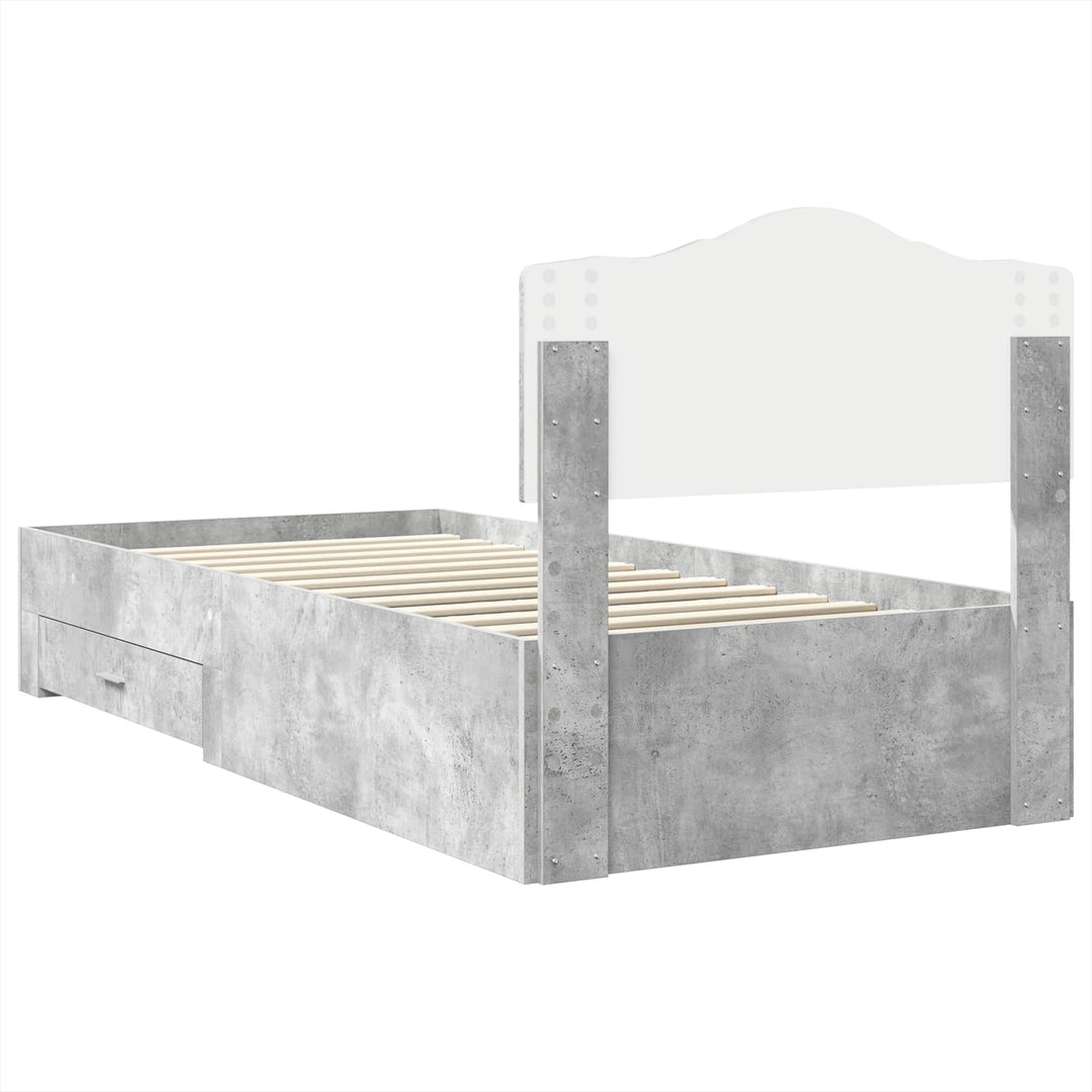 Sengestel med hovedgærde Beton Grå 70 x 190 cm Konstrueret træ